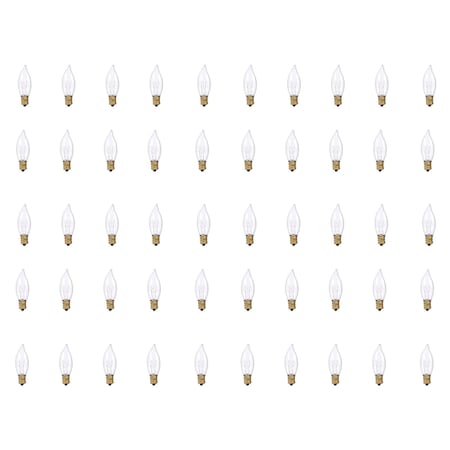 Bulbrite Incandescent CA8 Candelabra Screw Base E12 Light Bulb, 15W, Clear, 50PK 861244