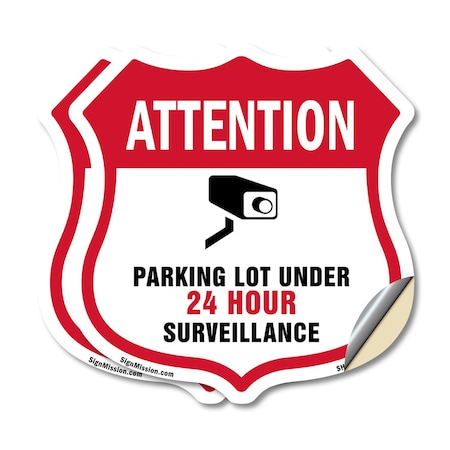 Signmission Video Surveillance Shield Sign Attention, 12 inch X 12 inch, Vinyl Decal, 2PK SHI-D-2PACK-12-469