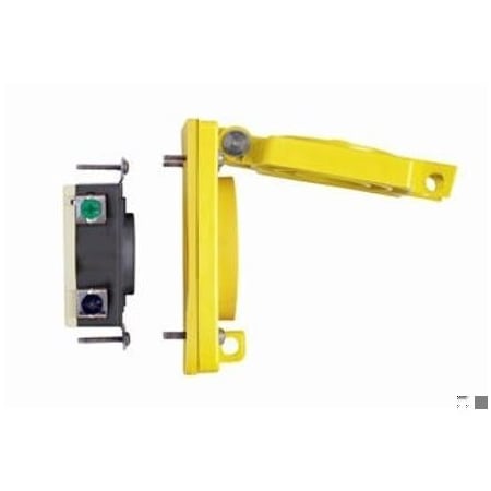 Leviton Watertight Locking Receptacle, L16-30R, 30 A, 480V AC, Three Phase, 3 Pole, Flush Mount, Yellow 69W76