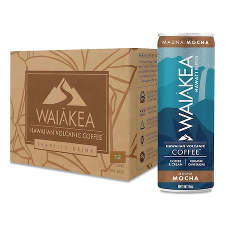 Waiakea Hawaiian Volcanic Cold Brew Coffee, Mauna Mocha, 11 oz Can, 12PK NOV00627