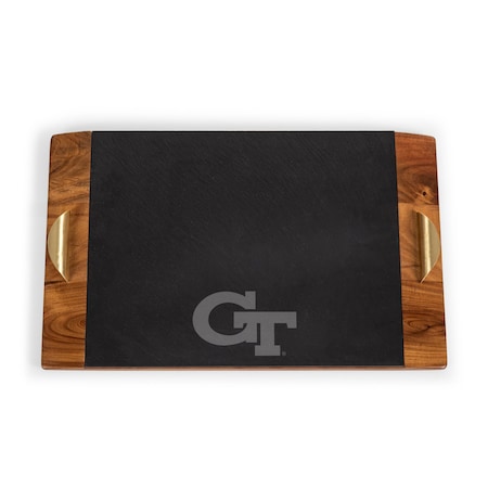 Picnic Time Family Of Brands NCAA Georgia Tech Yellow Jackets Covina Acacia and Slate Serving Tray 957-07-512-193-0