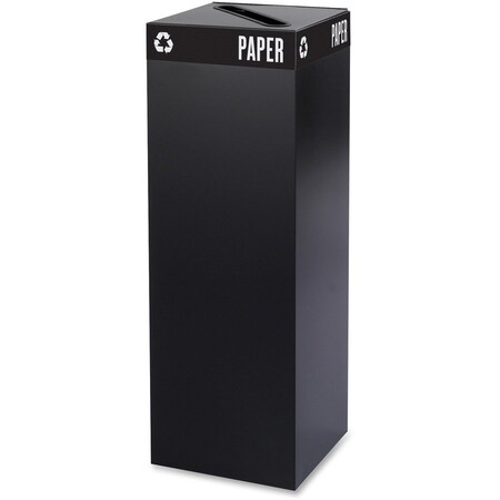 Safco 42 gal Square Recycling Bin, Open Top, Black, Steel, 1 Openings 2984BL