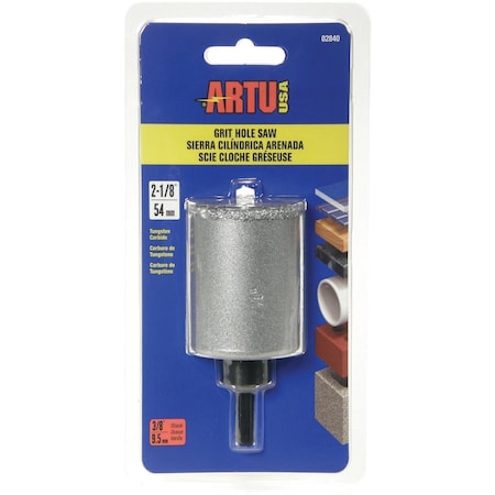 Artu 2-1/8'' Tungsten Carbide Grit Hole Saw with Arbor & Pilot Bit 2840