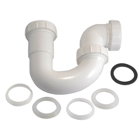 Danco Swivel P-Trap, 1-1/2 in, Slip, Plastic, White 94005