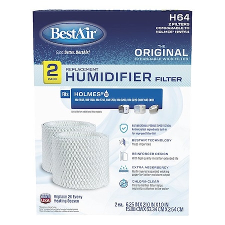 Bestair Humidifier Wick, 20 3/4 in L, PK2 H64-2PK-PDQ-2