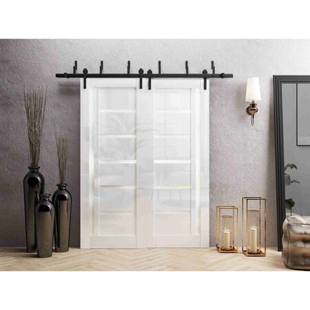 Sartodoors Sliding Closet Barn Bypass Doors 72x84 inches White Solid Core Modern Interior QUADRO4088BBB-GLOS-7284