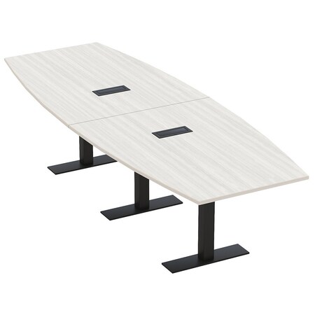 Skutchi Designs 10 Person Conference Table With Power Unit | 10' Boat Table | Harmony Series HAR-BOT-48X120-T.BK-WA7976-EBLK