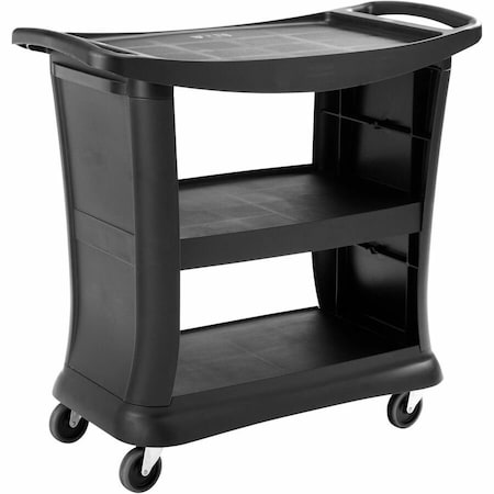 Rubbermaid Commercial Enclosed Service Cart, Plastic, 300 lb Load Capacity, 3 Shelves, 39 in L, 21 in W, 38 in H FG9T6800BLA