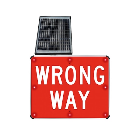 Stop-Lite LED Solar Wrong Way Sign 30x24 in (DIA) SS-R5-1a-3024DR