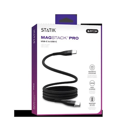 Statik MagStack Type C to Type C Cable 3.3 ft. Black PUP-0550-3FT-CC