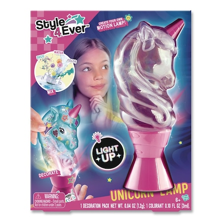 Style 4 Ever Unicorn Moon Lamp Creator Kit with Beads, Stickers, Colorant, Confetti and Glitter, Ages 8 and Up 228390-12