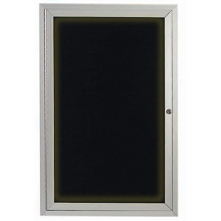 Aarco Illuminated Enclosed Letter Board Directory w/ Clear Satin Anodized Al Frame, 24''Hx18''W 1 Door ADC2418I