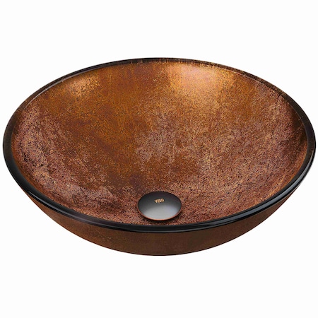Vigo Giovanni Russet Brown Glass 17 in. L x 17 in. W x 6 in. H Round Vessel Bathroom Sink VG07505