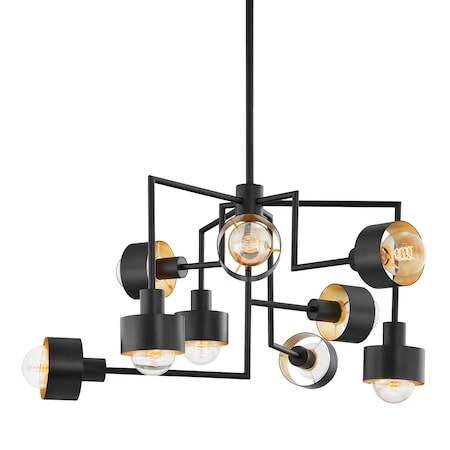 Troy Lighting North 9 Light Chandelier 37 In. Soft Black/Gold Leaf F8737-SBK/GL