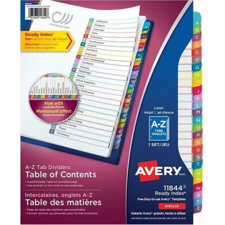 Avery Dennison Avery, CUSTOMIZABLE TOC READY INDEX MULTICOLOR DIVIDERS, A-Z, LETTER 11844