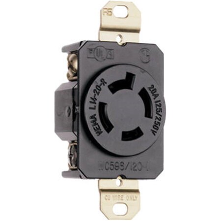 Nextgen L1420RCCV3 Grounding Locking Outlet, 20A, Black NE570255