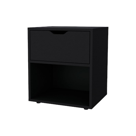 Homeroots 20" Black Wood One Drawer Nightstand 553689