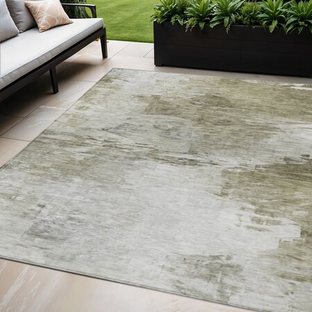 Homeroots 5' X 8' Taupe Beige And Brown Abstract Washable Indoor Outdoor Area Rug 577728