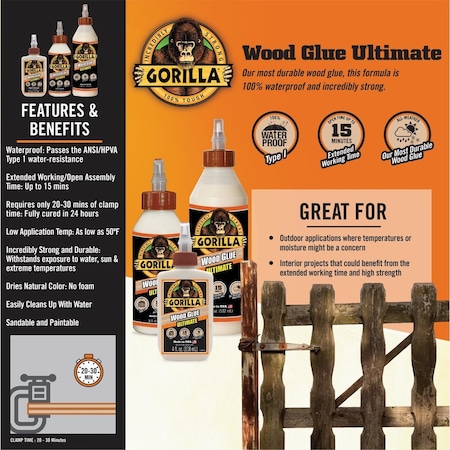 Gorilla Glue 8 Oz. Ultimate Wood Glue 104404