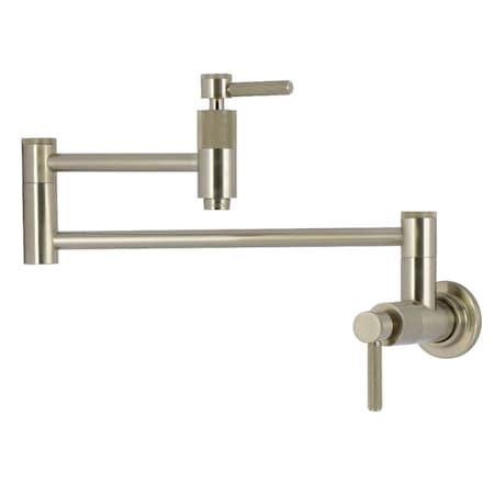 Kingston Brass Wall Mount Pot Filler Faucet with Knurled Handle, Brushed Nickel KS8108KNL
