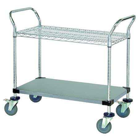 Quantum Storage Systems UTILITY CART 1 WIRE 1 SOLID SHELF STAINLESS WRSC-2448SS-2S