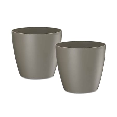 Crescent Garden Eva 14" Round Houseplant Pot - No Drain Hole, Latte, 2PK AZ011670C
