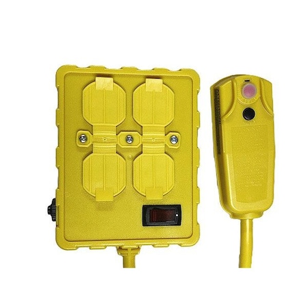 Zoro Select GFCI, Yellow, 6 ft, 4 Outlet, 12 AWG 875LG9