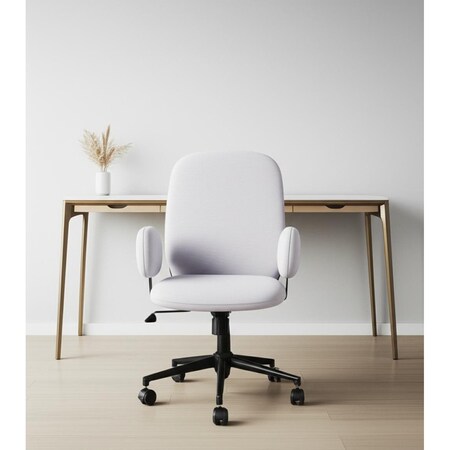 Homeroots Beige and Black Adjustable Height Swivel Rolling Office Chair 556768