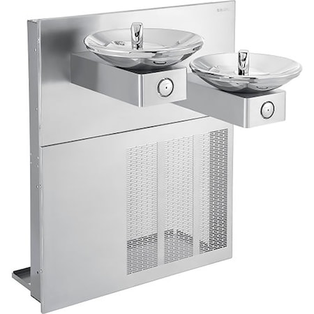 Global Industrial In-Wall Bi-Level Drinking Fountain, Non-Filtered, Refrigerated, Stainless 270319