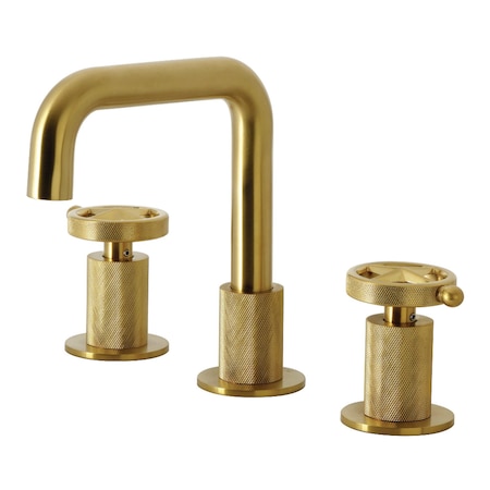 Kingston Brass Widespread Bathroom Faucet with Push Pop-Up Drain, Brushed Brass KS1417RNK