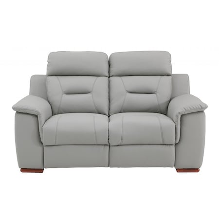 Homeroots 67in Gray And Brown Faux Leather Manual Reclining Loveseat 343910
