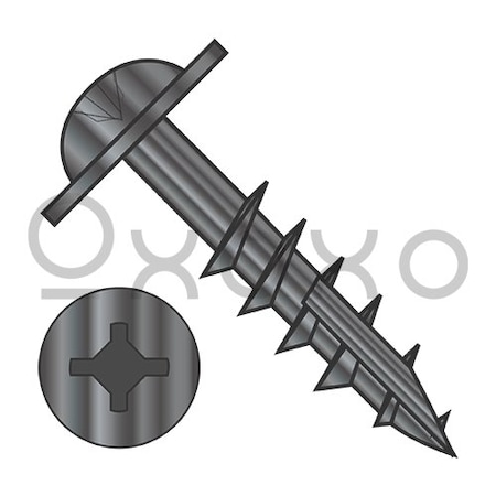 Oxoxo 10-9X1 1/4 Square Phillips Drive Round Washer Deep Thread Type17 2/3 Thread Black Oxide, 3300PK 558811