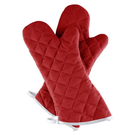Lavish Home Oven Mitts, Set of 2 Oversized Quilted Mittens, Flame and Heat Resistant By (Burgundy) 69-06-BU