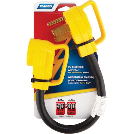 Camco PowerGrip 50A/30A Dogbone RV Power Cord Adapter 55173