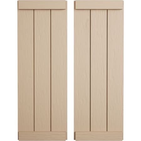 Ekena Millwork Rustic Three Board Joined Board-n-Batten Rough Sawn Faux Wood Shutters w/End Batten, 16 1/2"W x 60"H SHUBJE16X60RSPR
