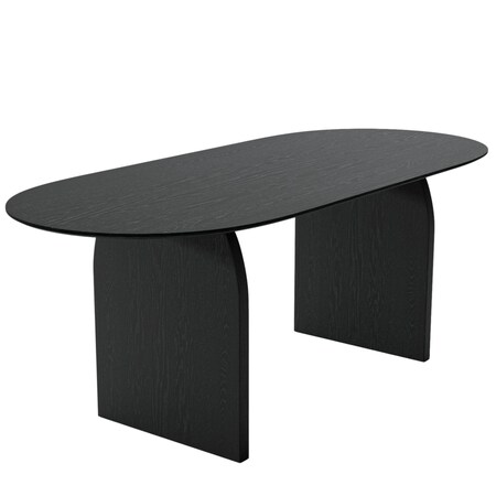 Homeroots 79" Black Solid Wood Sled Base Oval Dining Table 712215