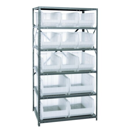 Quantum Storage Systems 6 SHELF UNIT W/13 HULK BINS CLEAR 2475-953954CL