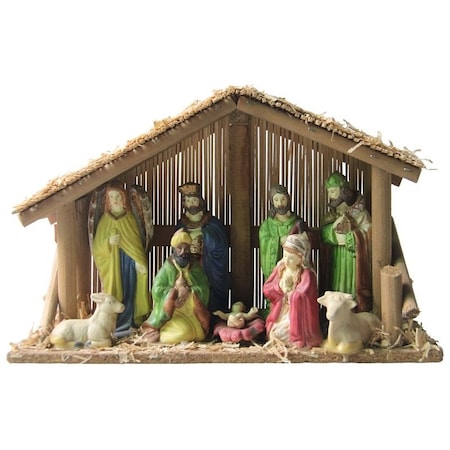 Santas Forest Christmas Collectible, Nativity Set with Stable, Assorted 89427
