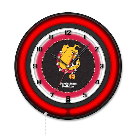 Holland Bar Stool Ferris State University 19 Double Neon Wall Clock Clk19BK