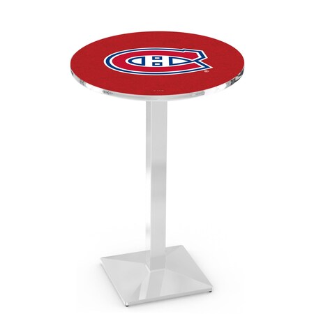 Holland Bar Stool Co 42" Chrome Montreal Canadiens Pub Table, 36" dia. Top L217C4236MonCan