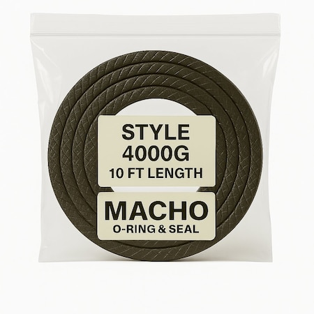 Macho O-Ring & Seal Style 4000G Mechanical Pump & Valve Packing, 3/8 in SQUARE 10 ft LENGTH 4000G.3750x10FT