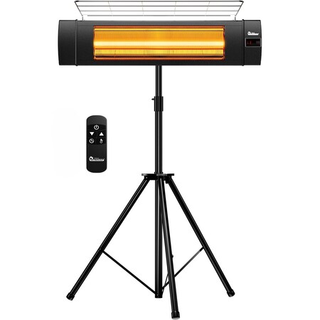 Dr Infrared Heater Black 1500-Watt Indoor/Outdoor Carbon Infrared Patio Heater with Tripod and Remote Control DR-338