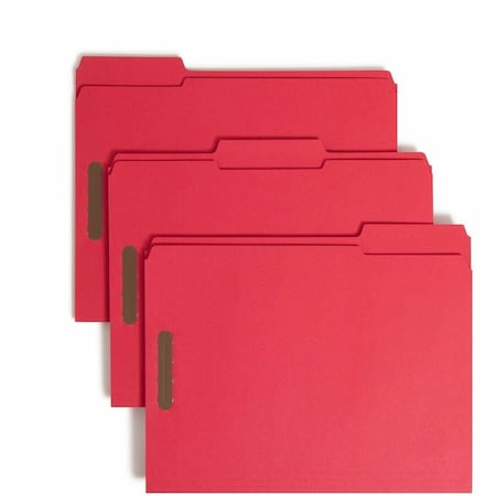 Smead Folders, Two Fasteners, 1/3 Cut Assorted, Top Tab, Letter, Red, 50/Box 12740