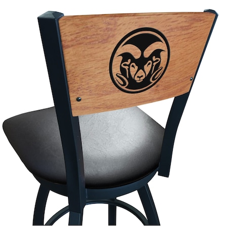 Holland Bar Stool Co 36" Blk Wrinkle Colorado State Swivel Bar Stool, Laser Engraved Back L03836BWMedMplAColoStBlkVinyl