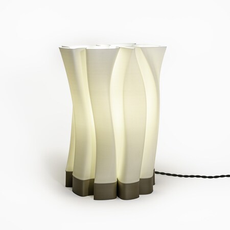 Jonathan Y Flame 13.5" Modern Bohemian Plant-Based PLA 3D Printed Dimmable LED Table Lamp, White/Brown USA1002A