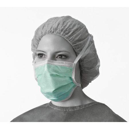 Medline Surgical Face Mask with Ties and Anti-Fog Film Strip, Green, 50PK NON27379AZ