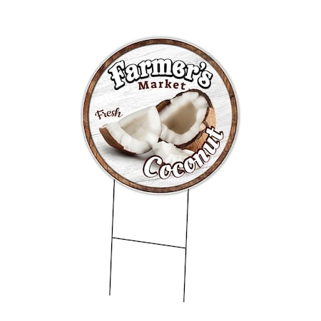 Signmission Farmers Market Coconut Double Sided Corrugated Plastic Circle Yard Sign, C-24-CIR-DS-WS- Coconut C-24-CIR-DS-WS- Coconut