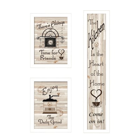 Homeroots Set Of Three The Kitchen Collection I 4 White Framed Print Kitchen Wall Art, 3PK 405933