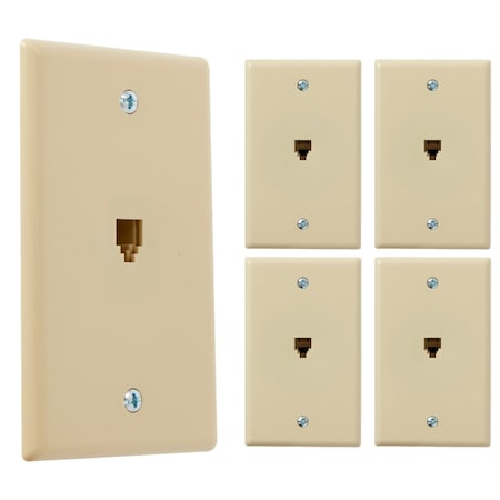 Newhouse Hardware Ivory 1-Gang Telephone Data Jack Wall Plate, 6P4C, for RJ11 Telephone Cables, Single Port, 5PK PHP-IV-05
