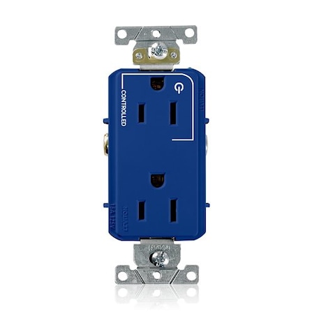 Leviton DPl Dup Rec 15A 125V 1MCtrl Self-Gr Blu 16252-1PB